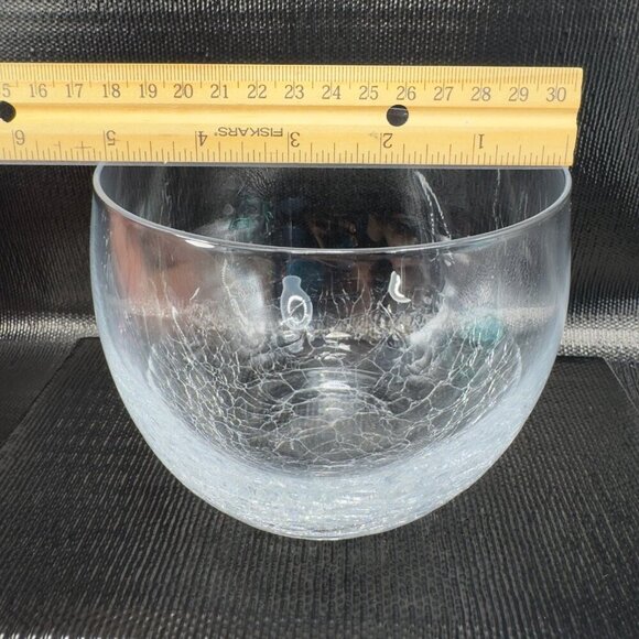 Pier 1 Glass Crackle Bottom Clear Glass Bowl Dish Votive Candle Holder 5inch W - Picture 3 of 9